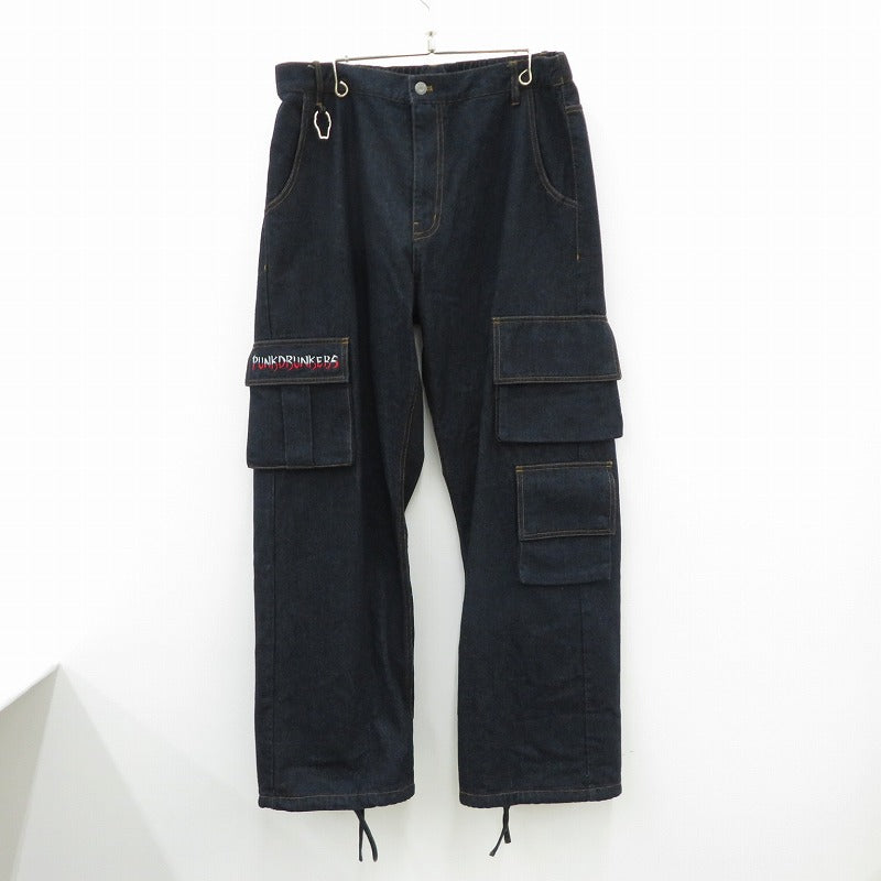 PUNKDRUNKERS | パンクドランカーズ 雷デニムカーゴパンツ デニムパンツ ネイビー サイズ：XL【瀬戸大橋店】