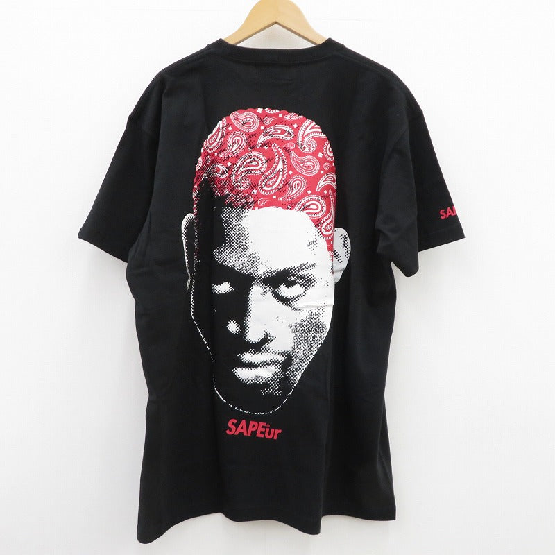 SAPEur | サプール ﾍﾟｲｽﾞﾘｰ柄ﾛｯﾄﾞﾏﾝTｼｬﾂ 半袖Ｔシャツ ブラック サイズ：XXL【瀬戸大橋店】