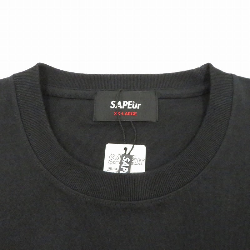 SAPEur | サプール ﾍﾟｲｽﾞﾘｰ柄ﾛｯﾄﾞﾏﾝTｼｬﾂ 半袖Ｔシャツ ブラック サイズ：XXL【瀬戸大橋店】