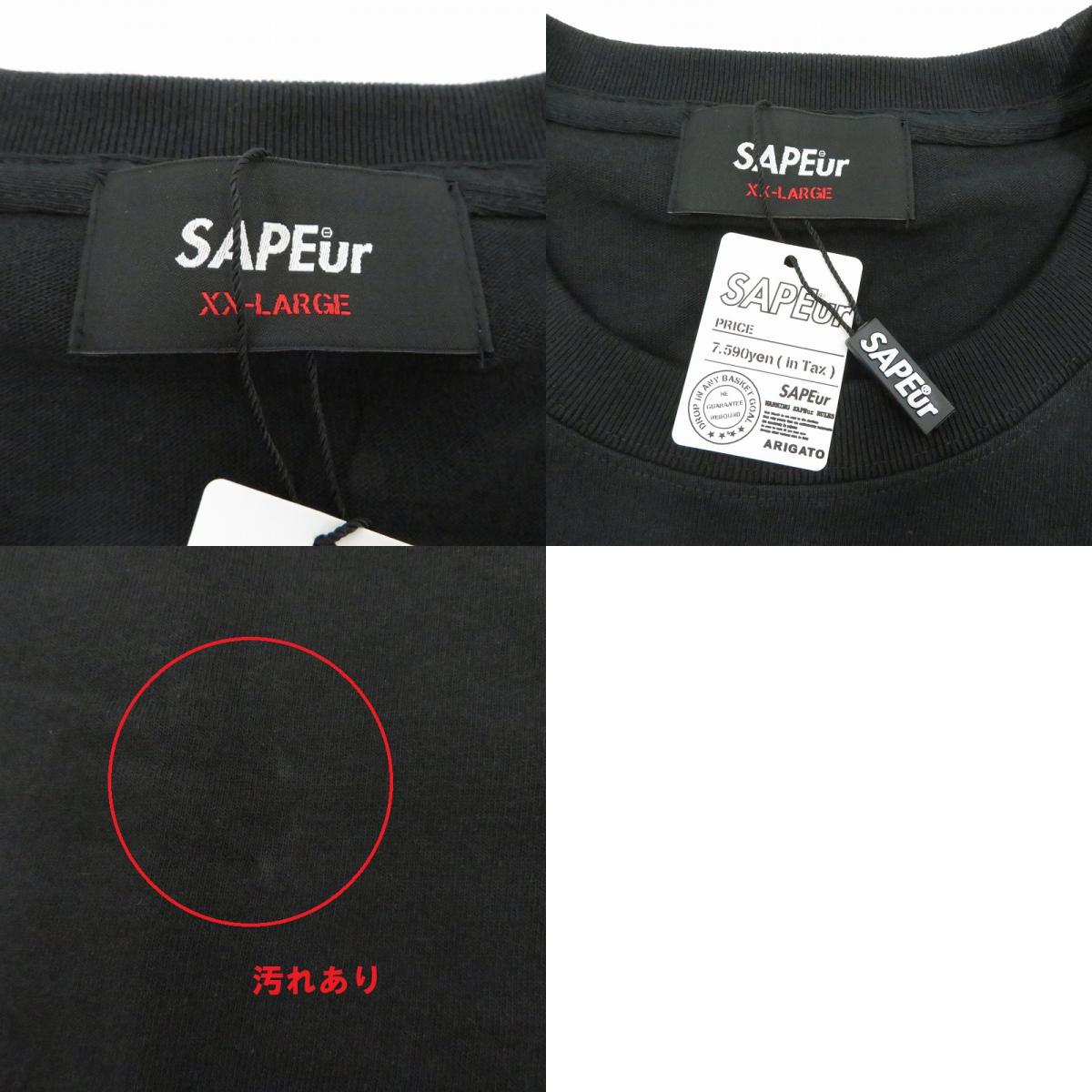 SAPEur | サプール ﾍﾟｲｽﾞﾘｰ柄ﾛｯﾄﾞﾏﾝTｼｬﾂ 半袖Ｔシャツ ブラック サイズ：XXL【瀬戸大橋店】