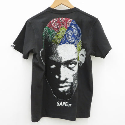 SAPEur | サプール ﾍﾟｲｽﾞﾘｰﾛｯﾄﾞﾏﾝTEE 半袖Ｔシャツ ブラック サイズ：M【瀬戸大橋店】