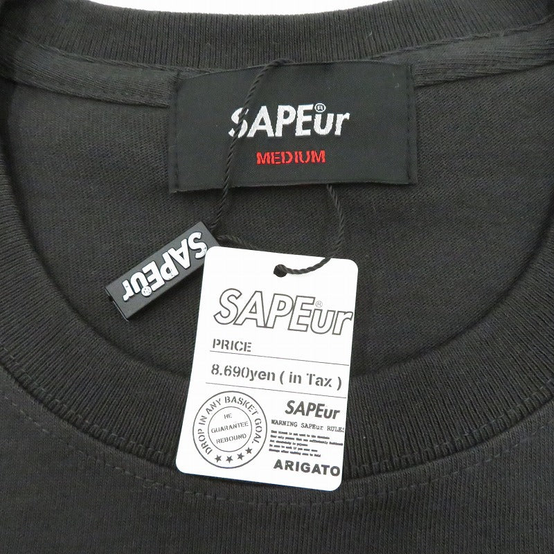 SAPEur | サプール ﾍﾟｲｽﾞﾘｰﾛｯﾄﾞﾏﾝTEE 半袖Ｔシャツ ブラック サイズ：M【瀬戸大橋店】