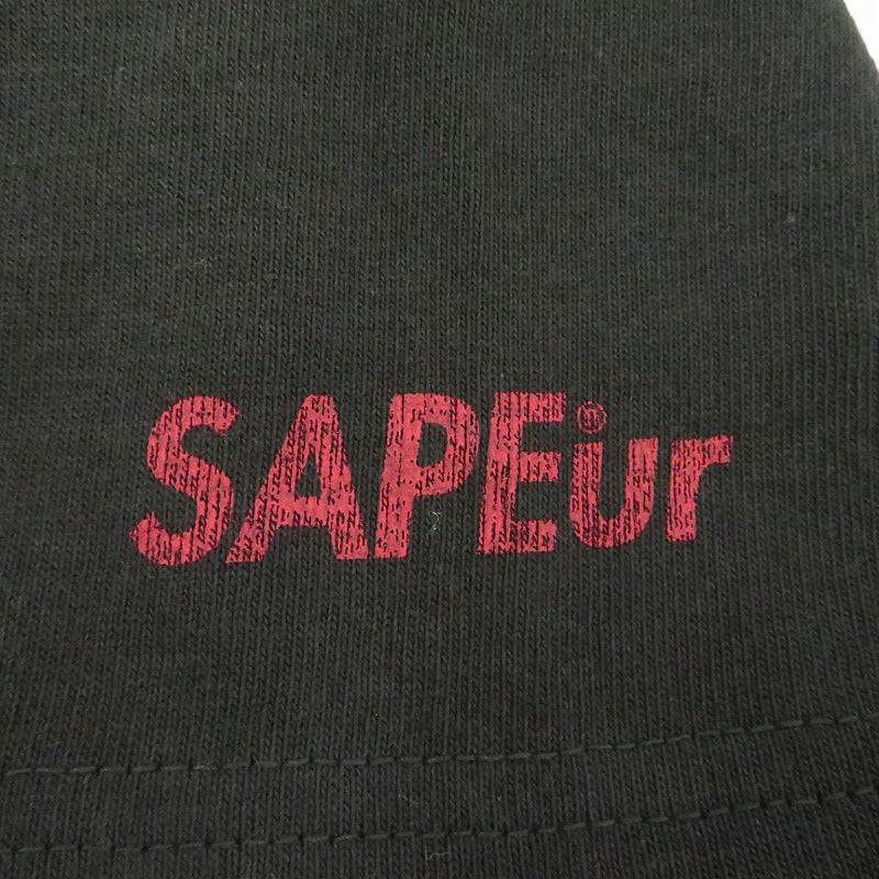 SAPEur | サプール ﾍﾟｲｽﾞﾘｰﾛｯﾄﾞﾏﾝTEE 半袖Ｔシャツ ブラック サイズ：M【瀬戸大橋店】