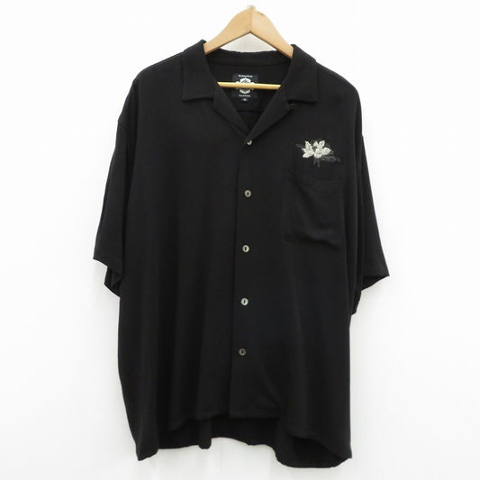 BUDSPOOL | バッズプール GAKKIN 浮蓮華 EMBROIDERY 50’S SHIRT 半袖シャツ ブラック サイズ：M【瀬戸大橋店】