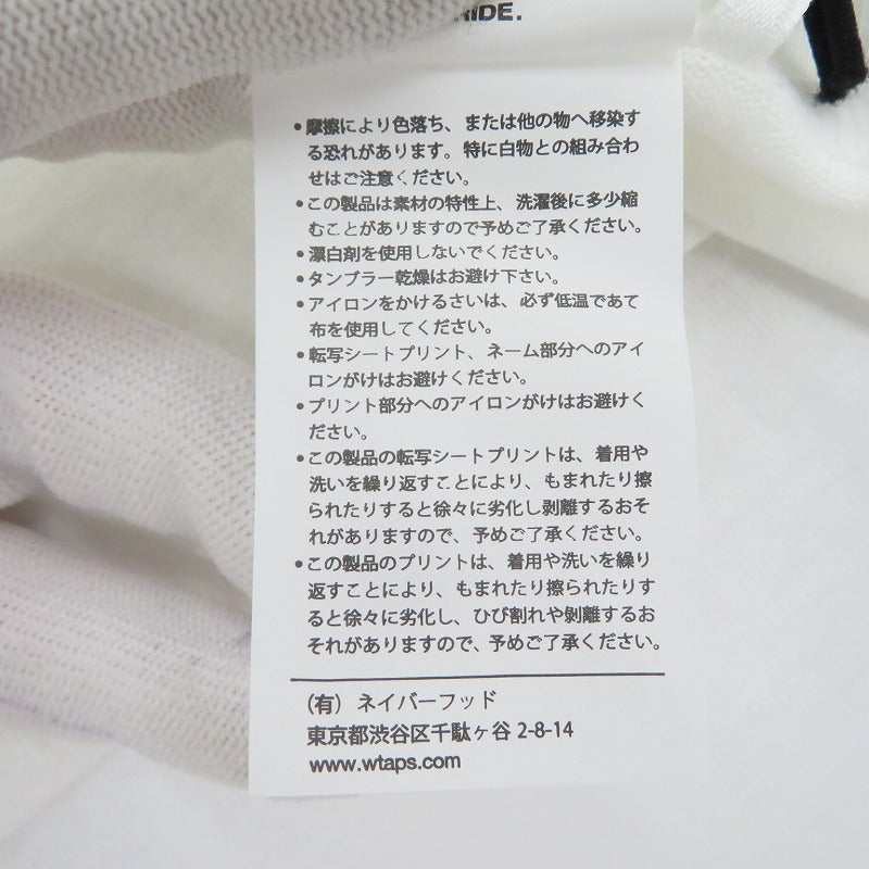 W)TAPS | ダブルタップス 261MV / SS / COTTON 半袖Ｔシャツ 261ATDT-STM01S ホワイト サイズ：3【瀬戸大橋店】