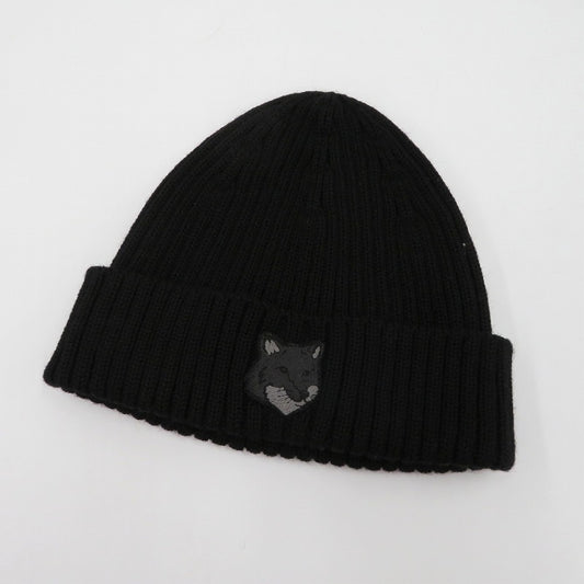 MAISON KITSUNE | メゾンキツネ BOLD FOX HEAD BEANIE ニットキャップ MM06111KT1022 ブラック【瀬戸大橋店】
