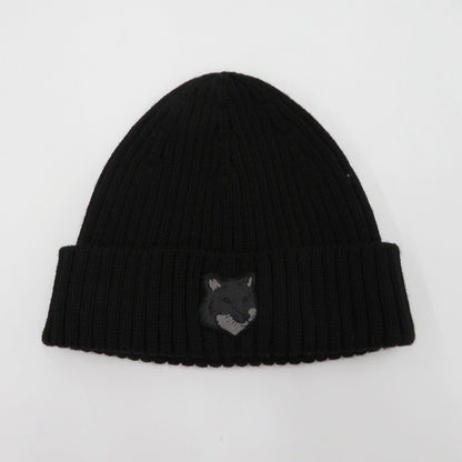 MAISON KITSUNE | メゾンキツネ BOLD FOX HEAD BEANIE ニットキャップ MM06111KT1022 ブラック【瀬戸大橋店】