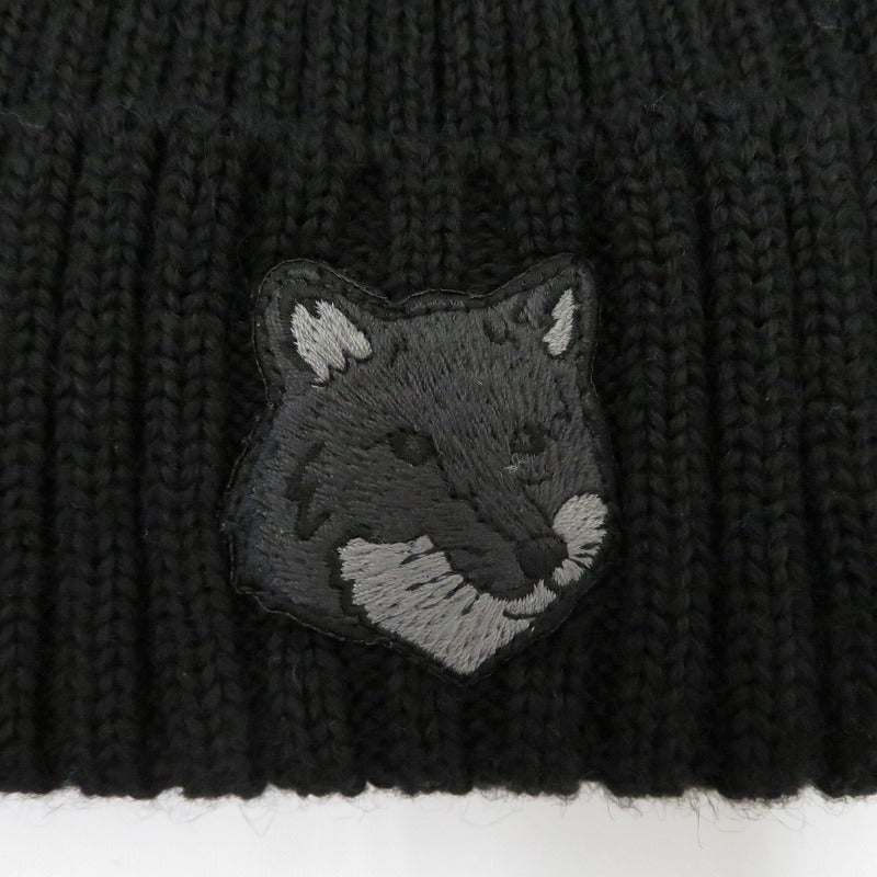 MAISON KITSUNE | メゾンキツネ BOLD FOX HEAD BEANIE ニットキャップ MM06111KT1022 ブラック【瀬戸大橋店】