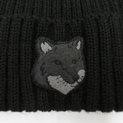 MAISON KITSUNE | メゾンキツネ BOLD FOX HEAD BEANIE ニットキャップ MM06111KT1022 ブラック【瀬戸大橋店】