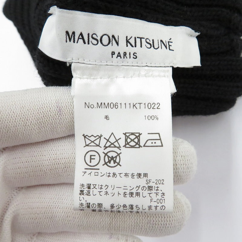 MAISON KITSUNE | メゾンキツネ BOLD FOX HEAD BEANIE ニットキャップ MM06111KT1022 ブラック【瀬戸大橋店】