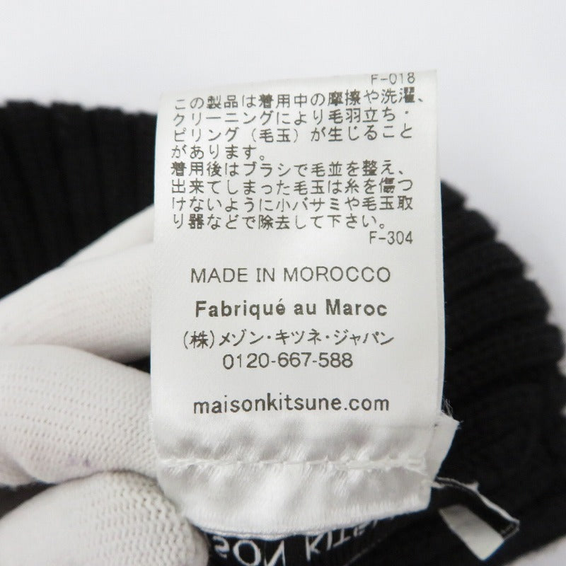 MAISON KITSUNE | メゾンキツネ BOLD FOX HEAD BEANIE ニットキャップ MM06111KT1022 ブラック【瀬戸大橋店】