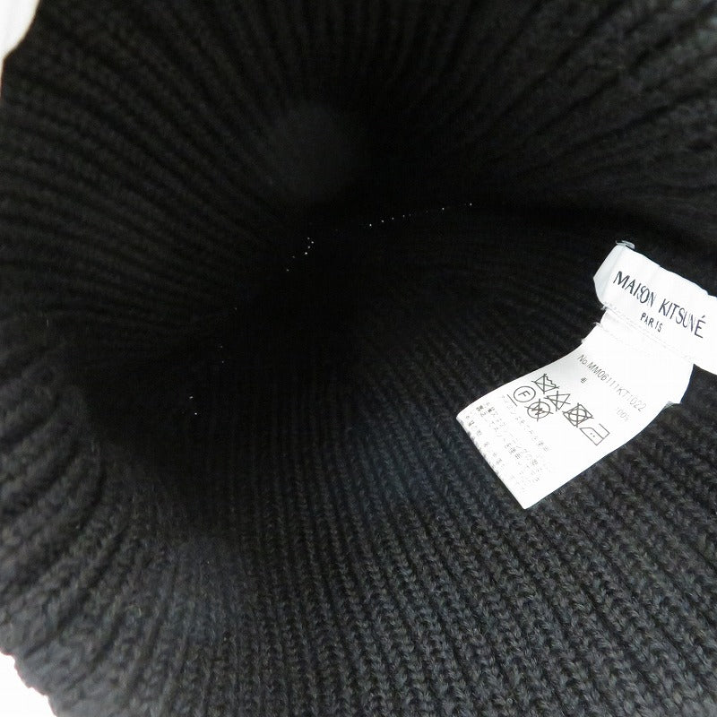 MAISON KITSUNE | メゾンキツネ BOLD FOX HEAD BEANIE ニットキャップ MM06111KT1022 ブラック【瀬戸大橋店】