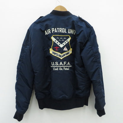 【中古】 ミリタリージャケット VIP CLUB　フライトジャケット　ｻｲｽﾞ:2XL ネイビー【瀬戸大橋店】