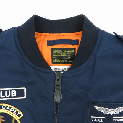 【中古】 ミリタリージャケット VIP CLUB　フライトジャケット　ｻｲｽﾞ:2XL ネイビー【瀬戸大橋店】