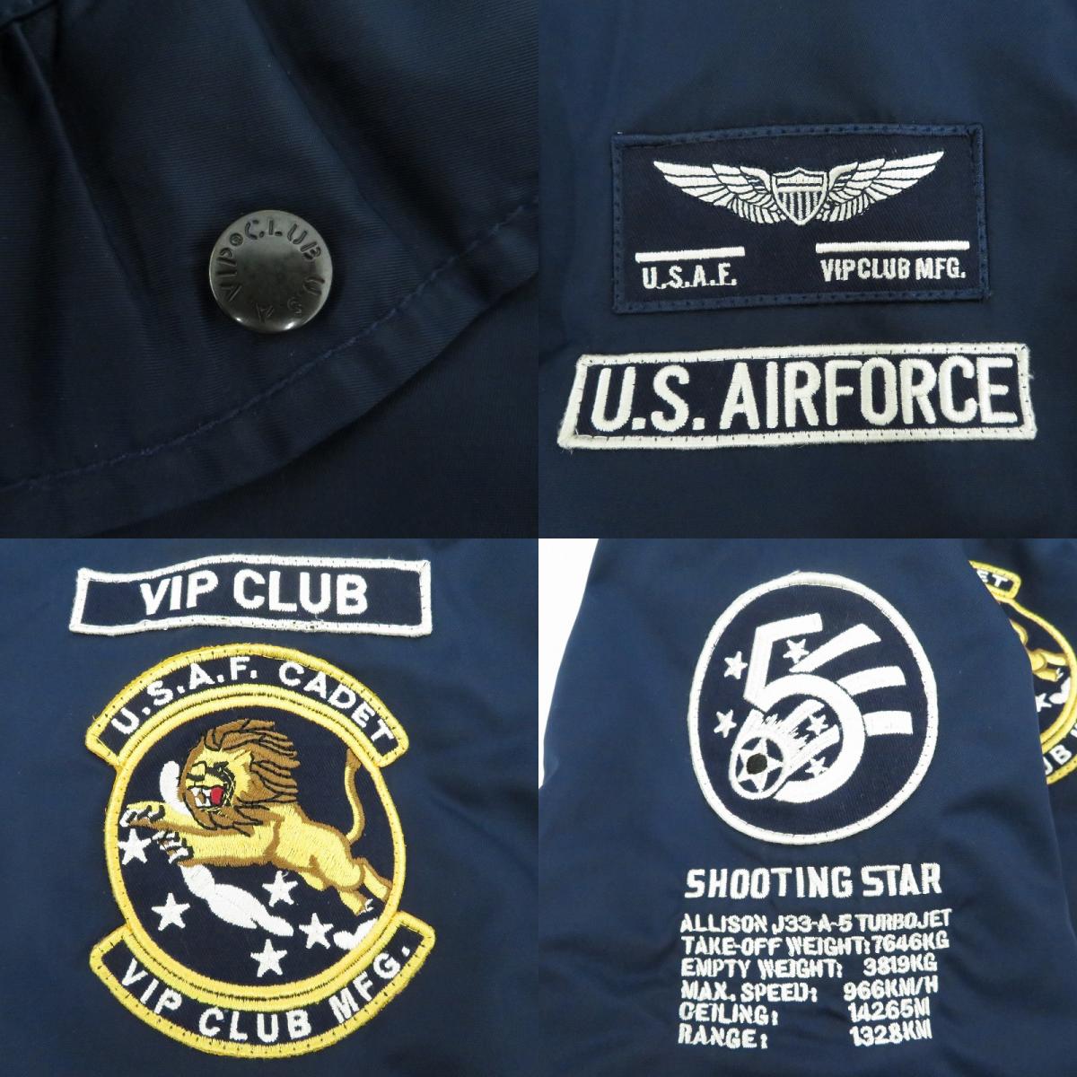【中古】 ミリタリージャケット VIP CLUB　フライトジャケット　ｻｲｽﾞ:2XL ネイビー【瀬戸大橋店】
