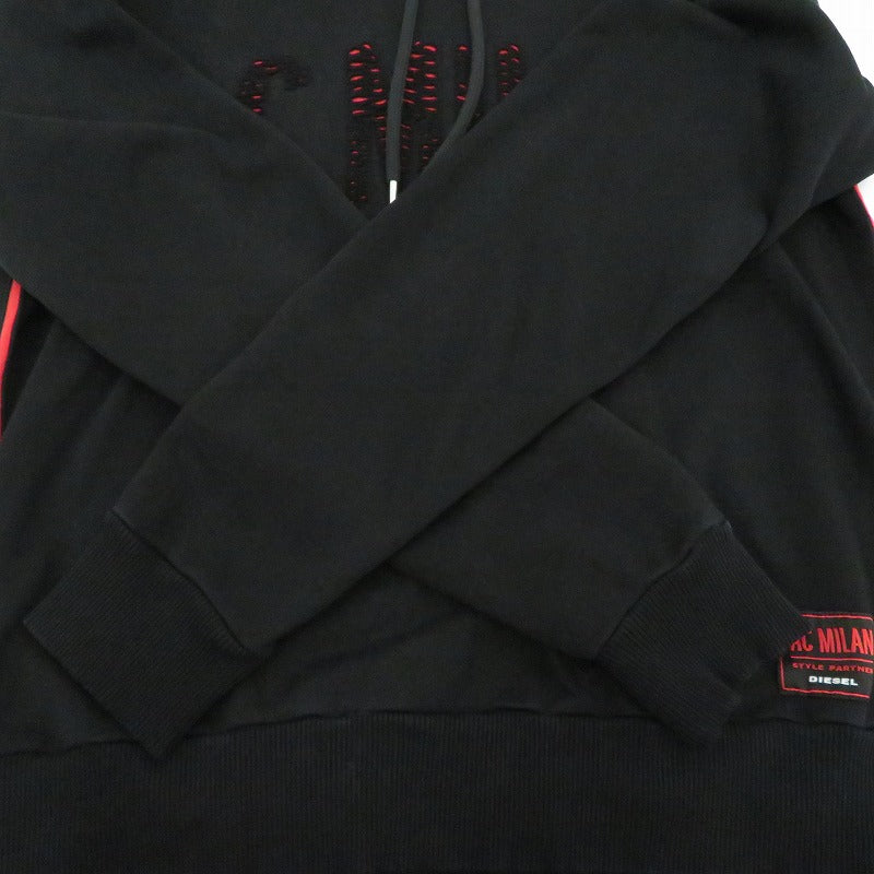 【中古】DIESEL | ディーゼル AC MILAN パーカー ブラック サイズ：L【瀬戸大橋店】