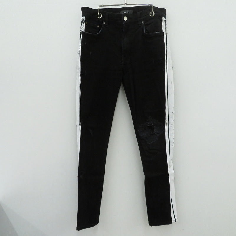 AMIRI | アミリ ｻｲﾄﾞﾗｲﾝ ｸﾗｯｼｭ加工 デニムパンツ ブラック サイズ：32【瀬戸大橋店】