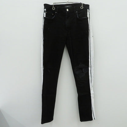 AMIRI | アミリ ｻｲﾄﾞﾗｲﾝ ｸﾗｯｼｭ加工 デニムパンツ ブラック サイズ：32【瀬戸大橋店】