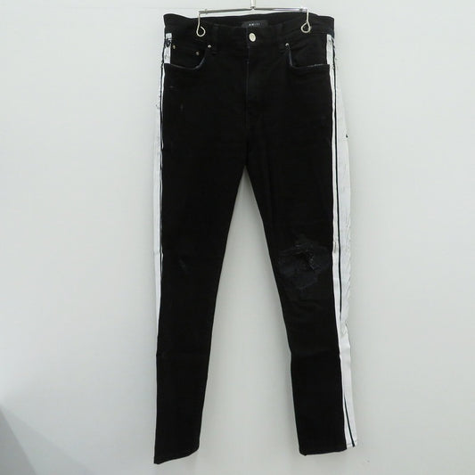 AMIRI | アミリ ｻｲﾄﾞﾗｲﾝ ｸﾗｯｼｭ加工 デニムパンツ ブラック サイズ：32【瀬戸大橋店】