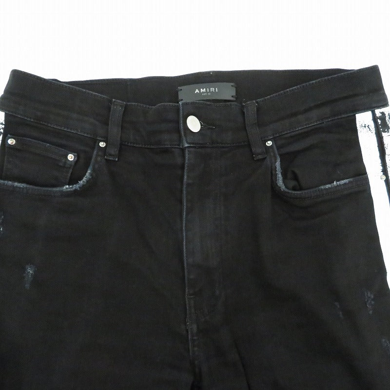 AMIRI | アミリ ｻｲﾄﾞﾗｲﾝ ｸﾗｯｼｭ加工 デニムパンツ ブラック サイズ：32【瀬戸大橋店】