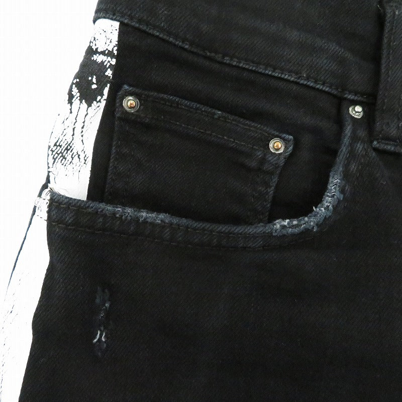 AMIRI | アミリ ｻｲﾄﾞﾗｲﾝ ｸﾗｯｼｭ加工 デニムパンツ ブラック サイズ：32【瀬戸大橋店】