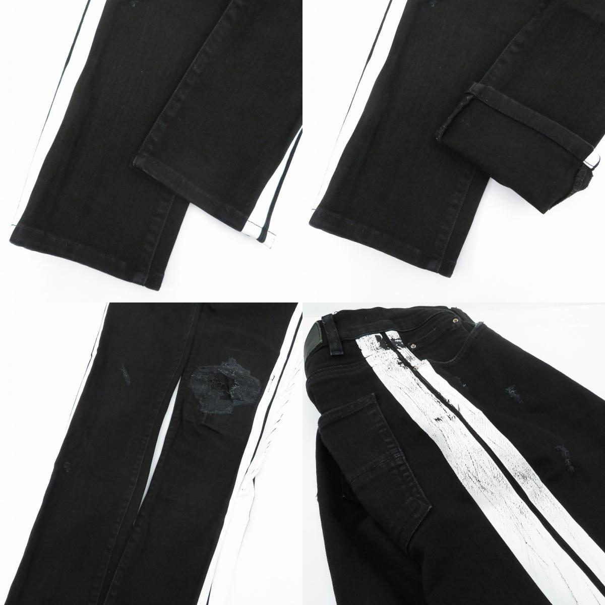 AMIRI | アミリ ｻｲﾄﾞﾗｲﾝ ｸﾗｯｼｭ加工 デニムパンツ ブラック サイズ：32【瀬戸大橋店】